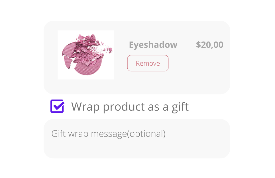 Gift wrapping on Cart page